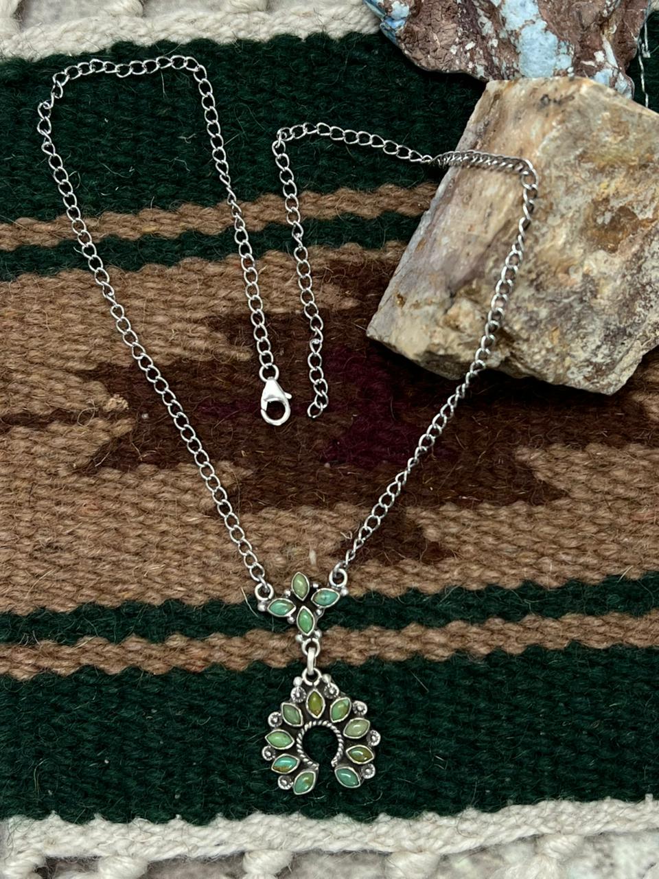 Handmade Sterling Silver Kingman Turquoise Naja Necklace "Signed Nizhoni"