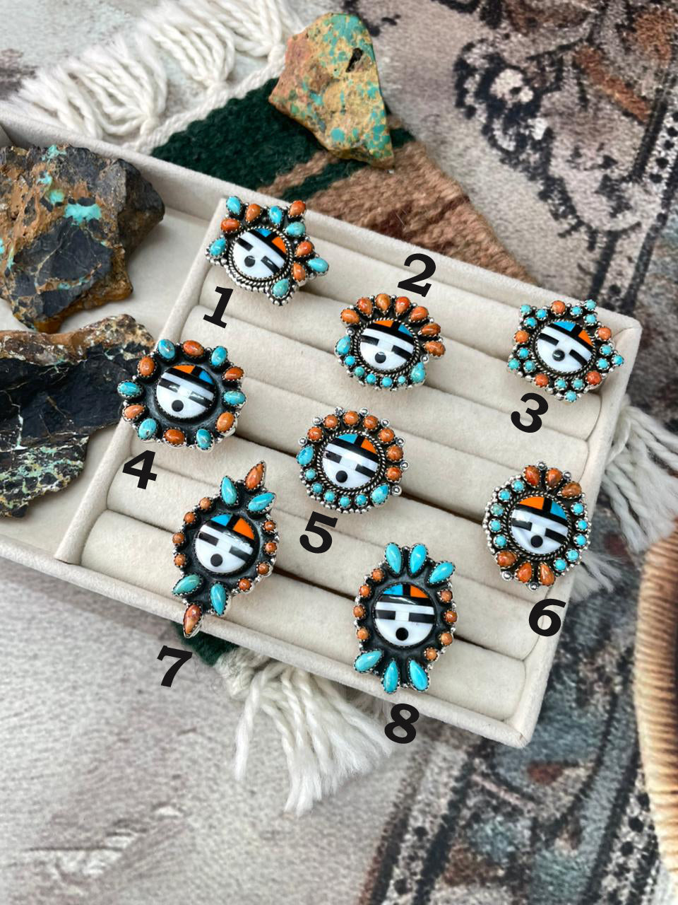 Handmade Sterling Silver Turquoise and MOP adjustable Ring "Signed Nizhoni"