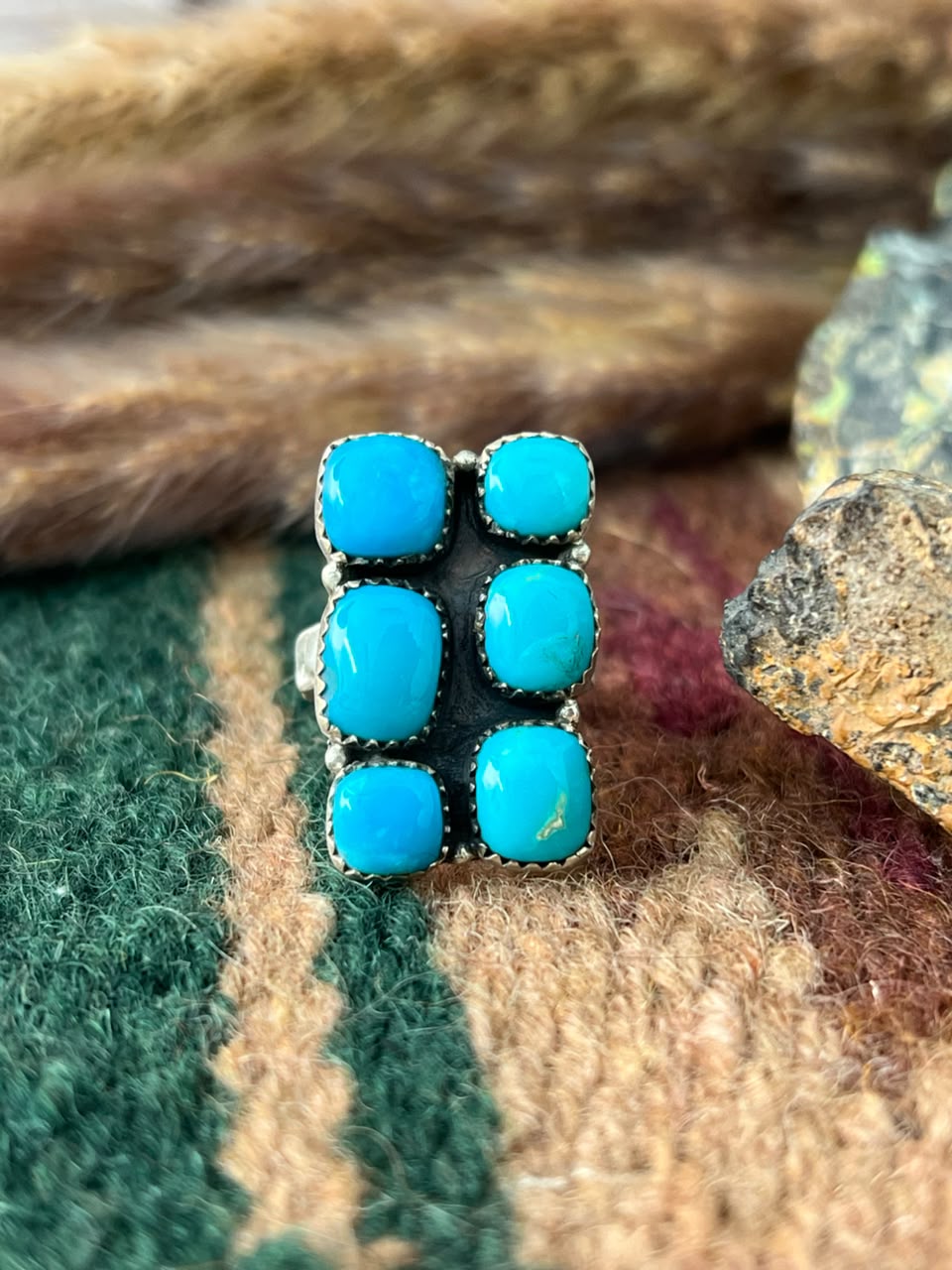 Handmade Sterling Silver Hardy Pit Collection: Adjustable Bar Ring Signed Nizhoni