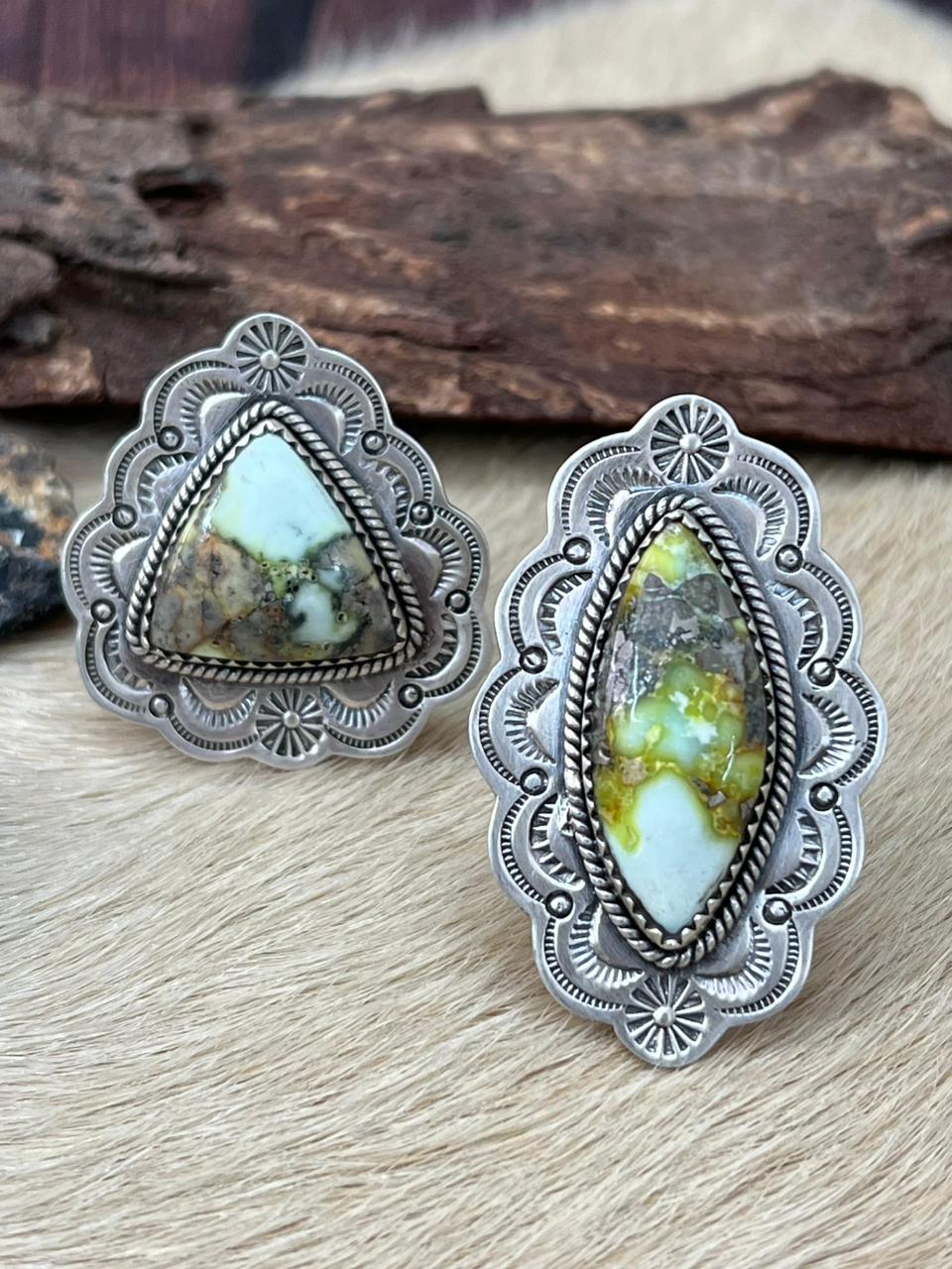 Handmade Sterling Silver Palomino Turquoise Adjustable Ring "Signed Nizhoni"