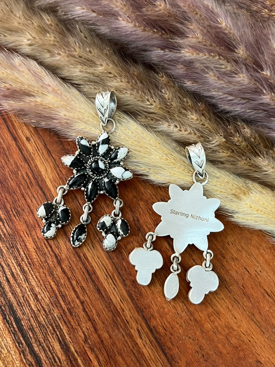 Handmade Sterling Silver White Buffalo Pendant Signed Nizhoni
