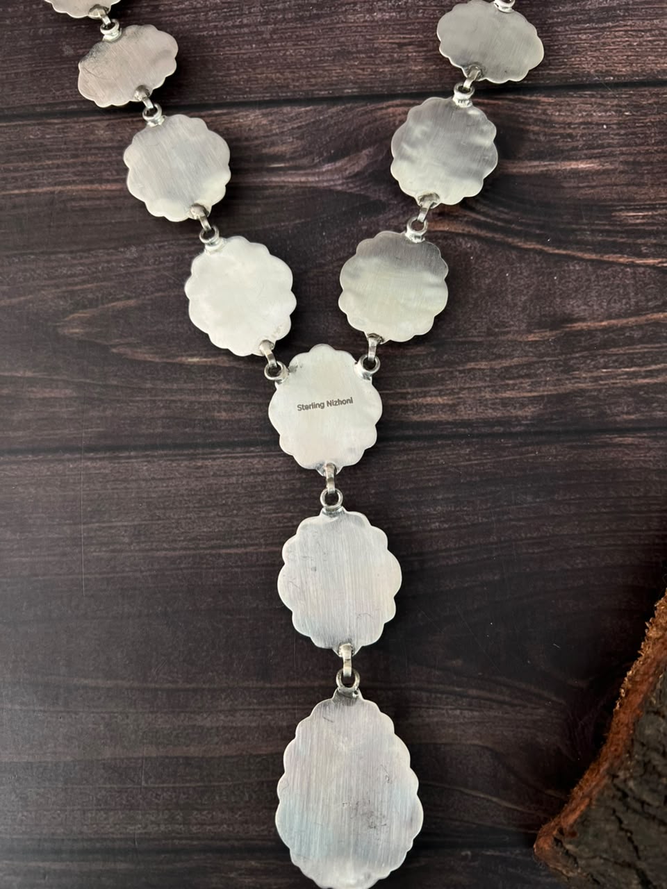 Handmade Sterling Silver Blackjack Turquoise Collection: Necklace Signed Nizhoni