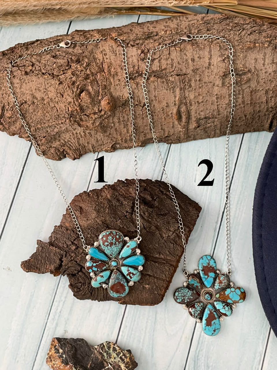 Handmade Sterling Silver Egyptian Turquoise Collection: Necklace Signed Nizhoni