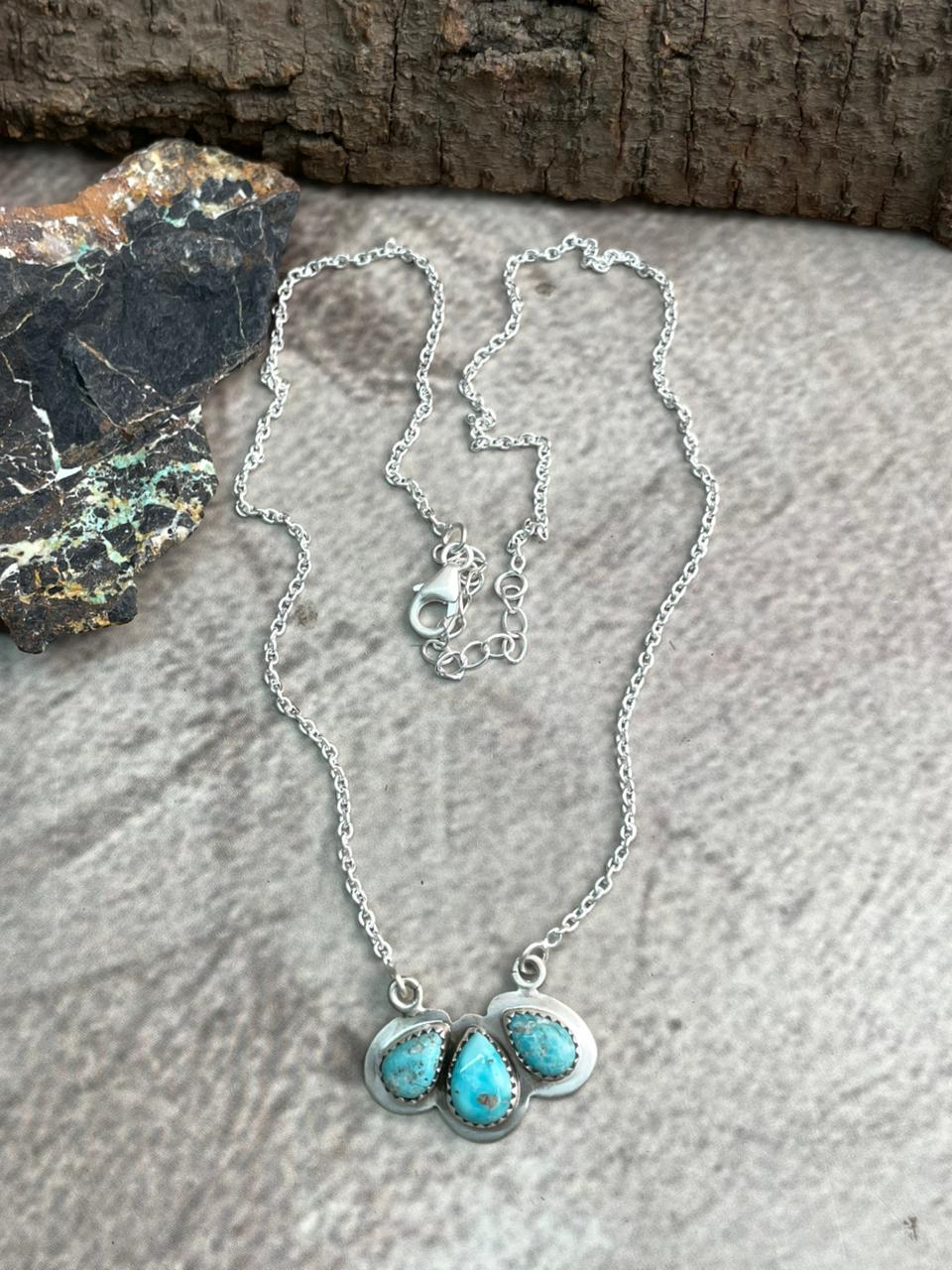 Handmade Sterling Silver White Water Necklace "Signed Nizhoni"