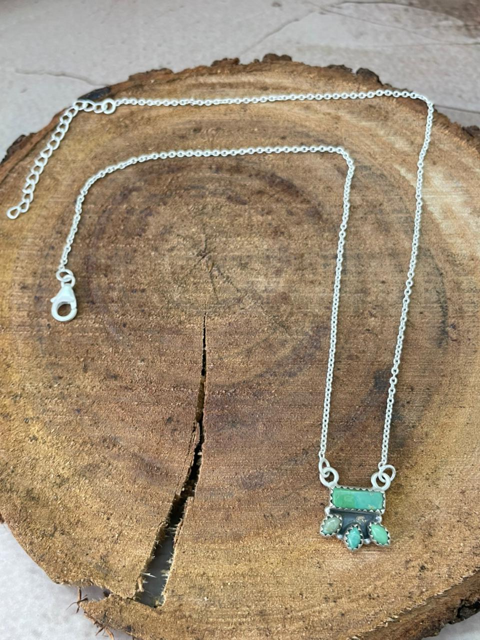 Handmade Sterling Silver Kingman Turquoise Necklace "Signed Nizhoni"