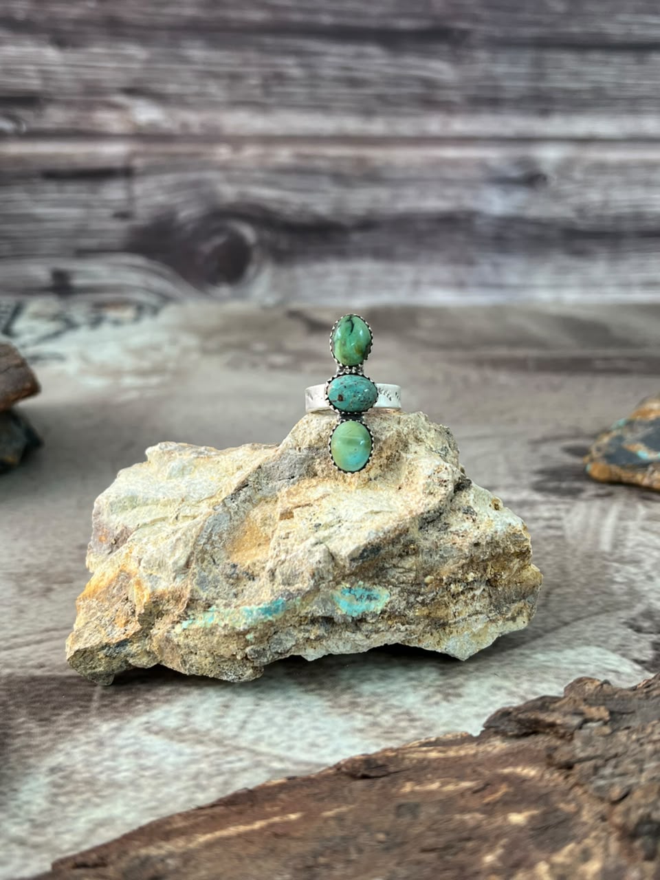 Handmade Sterling Silver Carico Lake Turquoise Adjustable Ring Signed Nizhoni