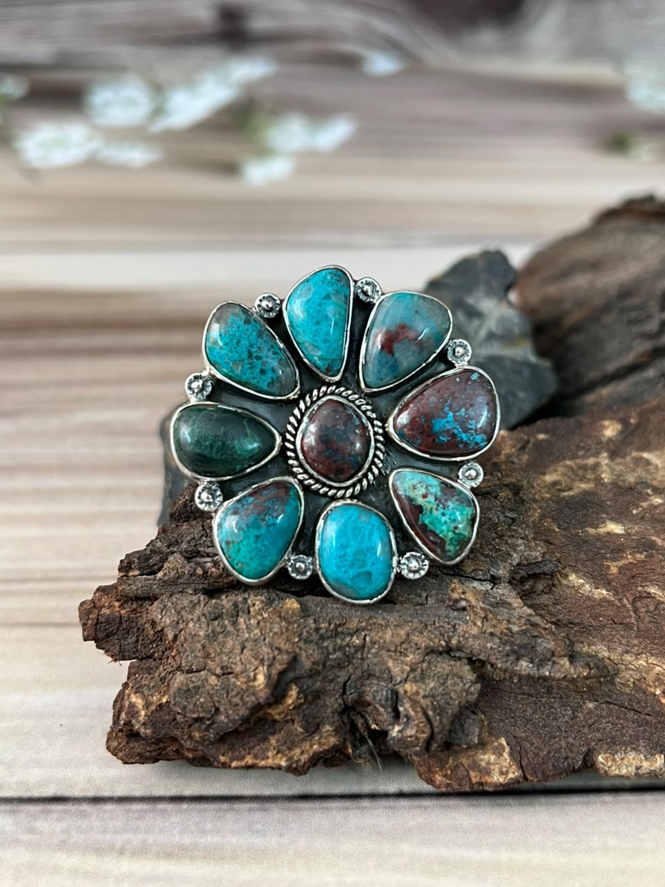 Handmade Sterling Silver Gem Silica Collection: Adjustable Ring Signed Nizhoni