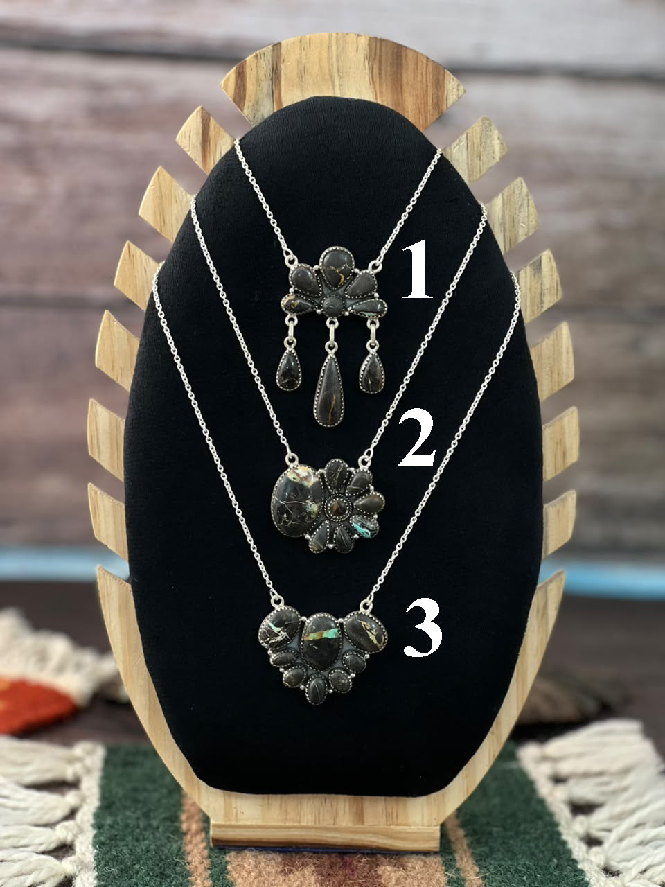 Handmade Sterling Silver Blackjack Turquoise Collection: Necklace Signed Nizhoni