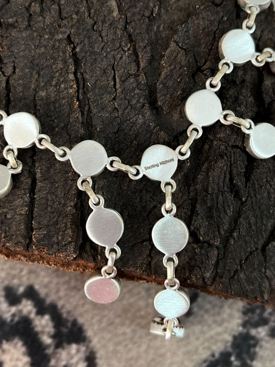 Handmade Sterling Silver Cotton Candy Choker Necklace Signed Nizhoni