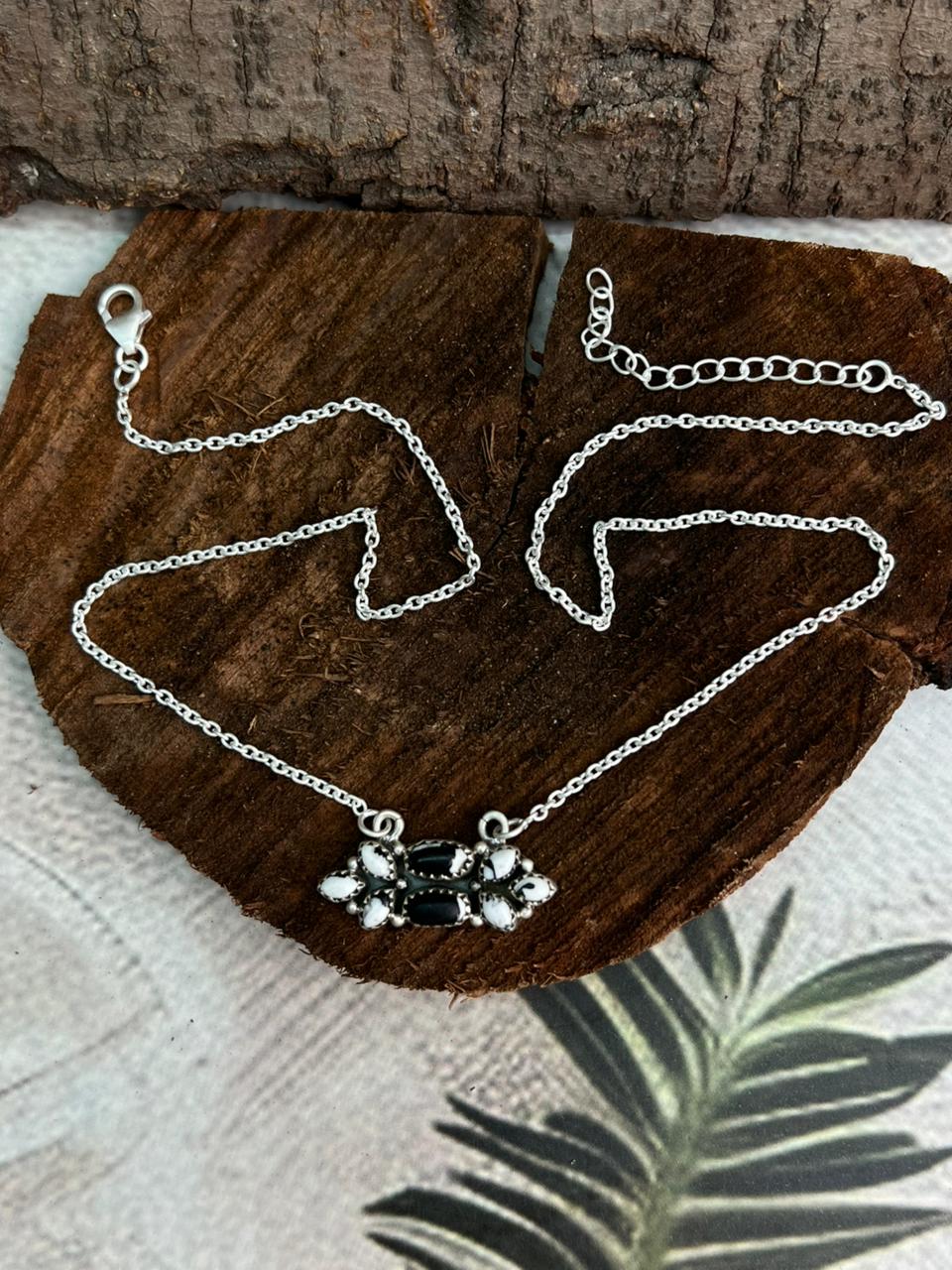 Handmade Sterling Silver White Buffalo Necklace "Signed Nizhoni"