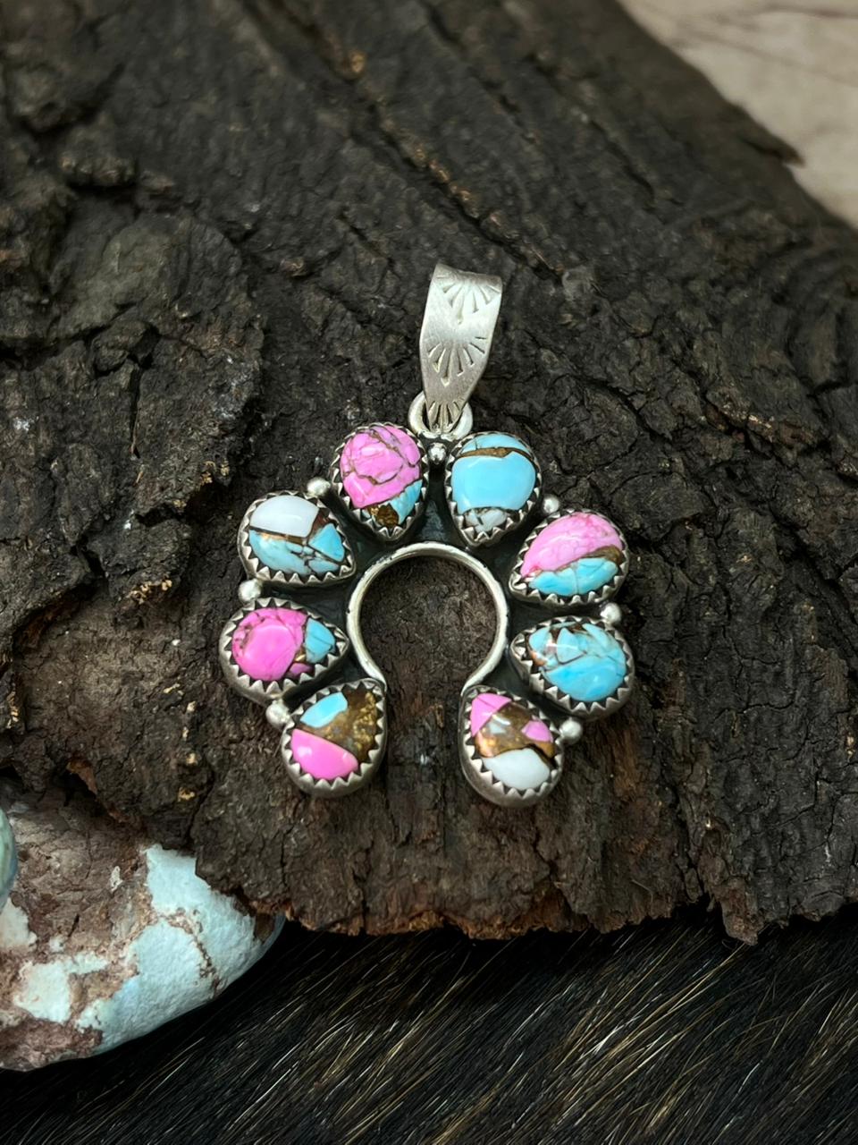 Handmade Sterling Silver Cotton Candy Naja Pendant "Signed Nizhoni"