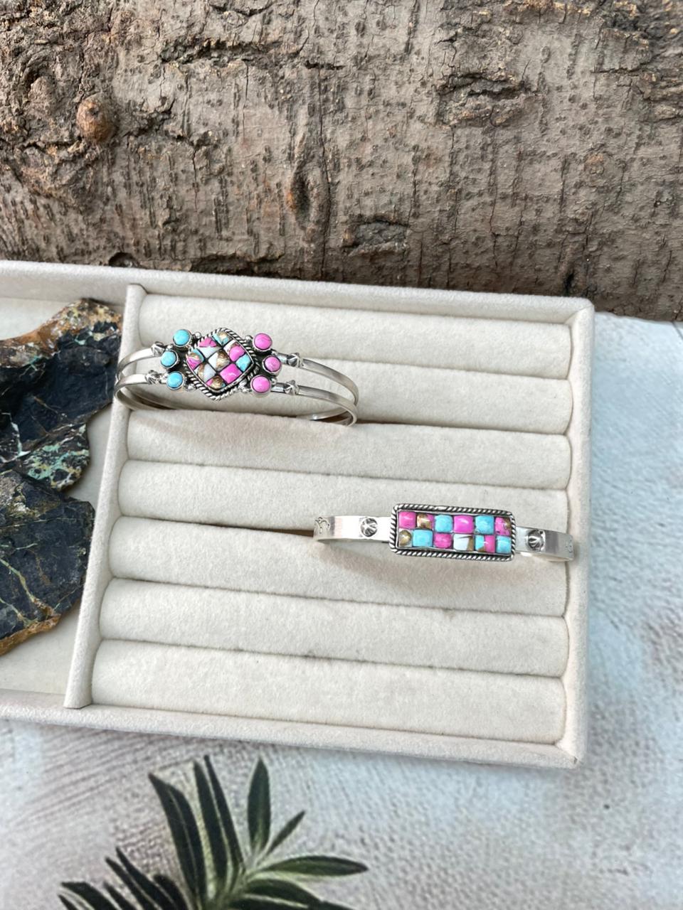 Handmade Sterling Silver Cotton Candy Cuff Bracelet "Signed Nizhoni"