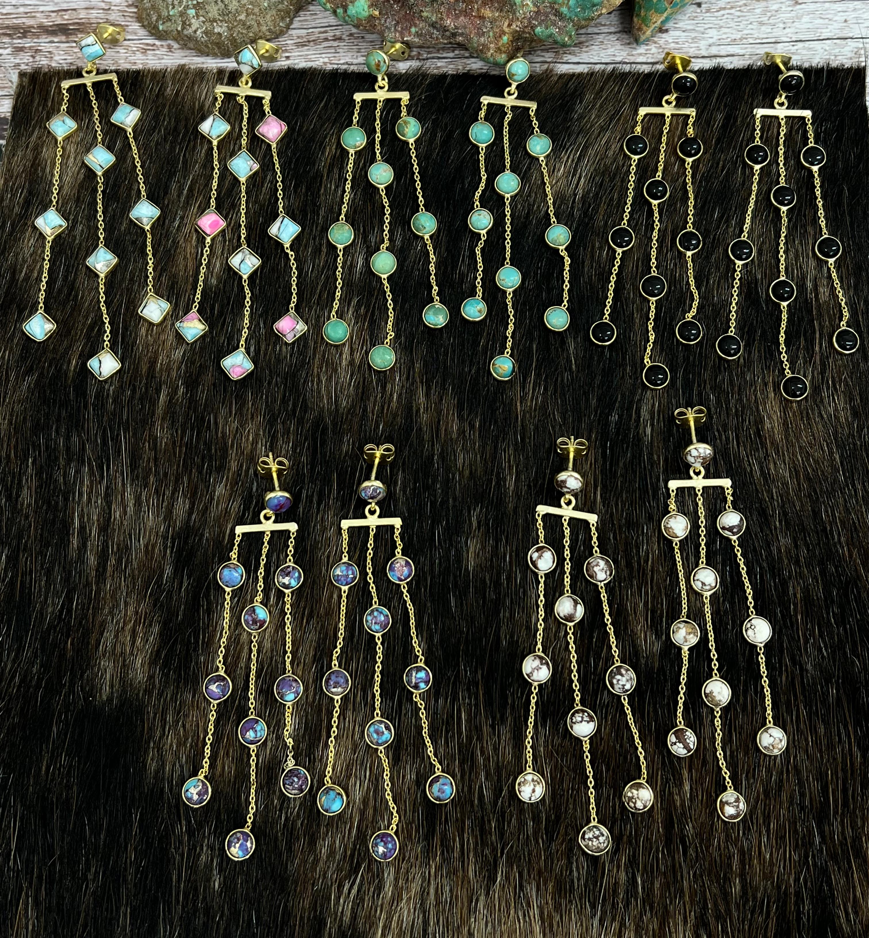 “The Golden Collection” Monsoon Handmade Natural Multi Stones Post Earrings