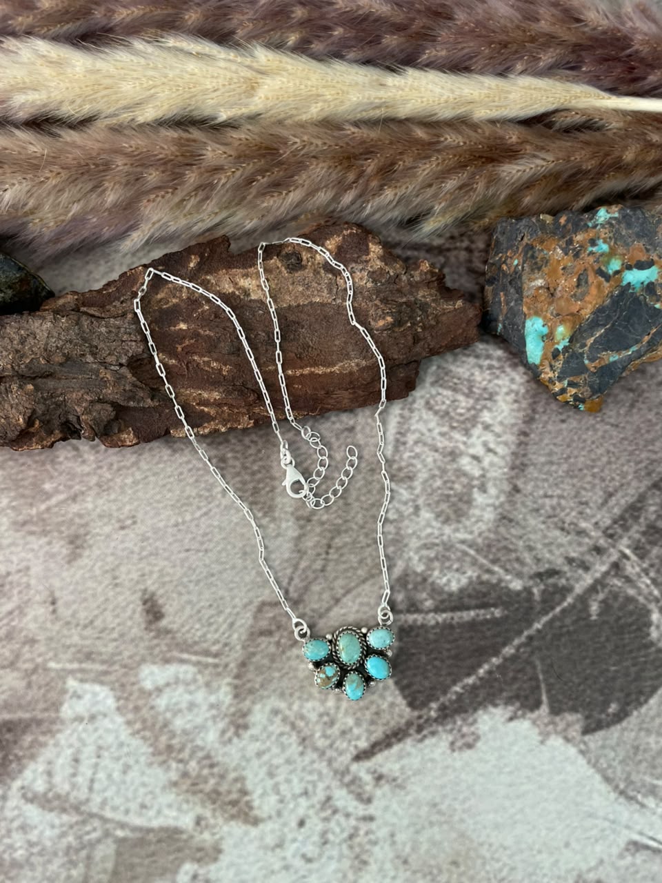 Handmade Sterling Silver Number 8 Turquoise Collection: Necklace Signed Nizhoni