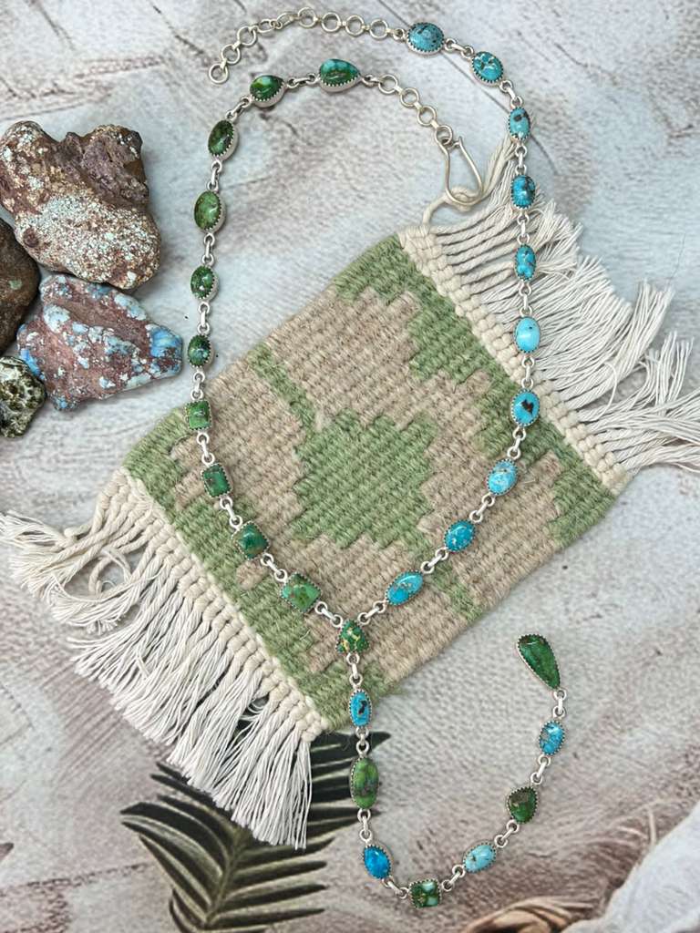 Handmade Sterling Silver Sonoran with White Water Turquoise Necklace with Signed Nizhoni (5)