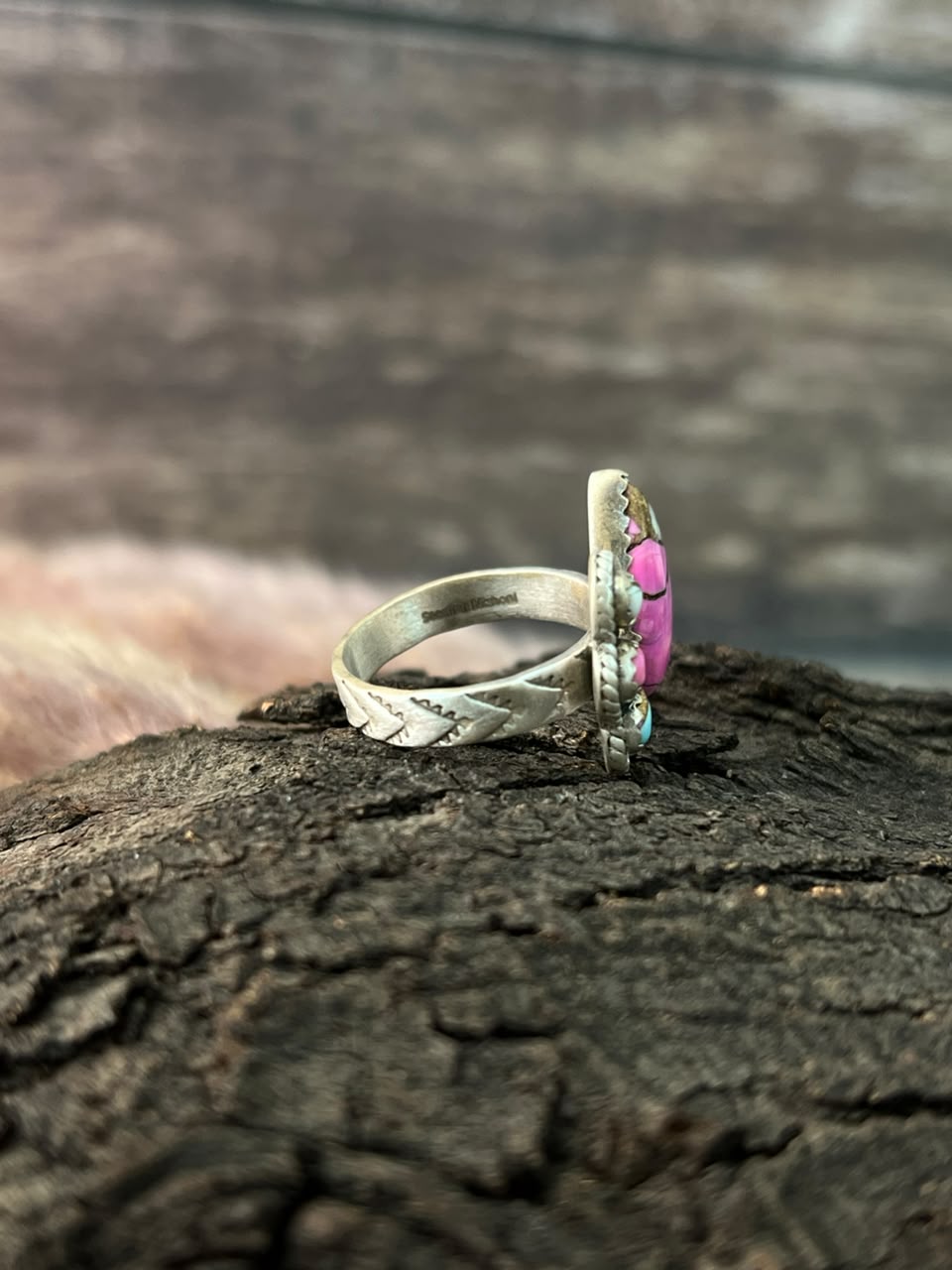Handmade Sterling Silver Cotton Candy Adjustable Ring Signed Nizhoni