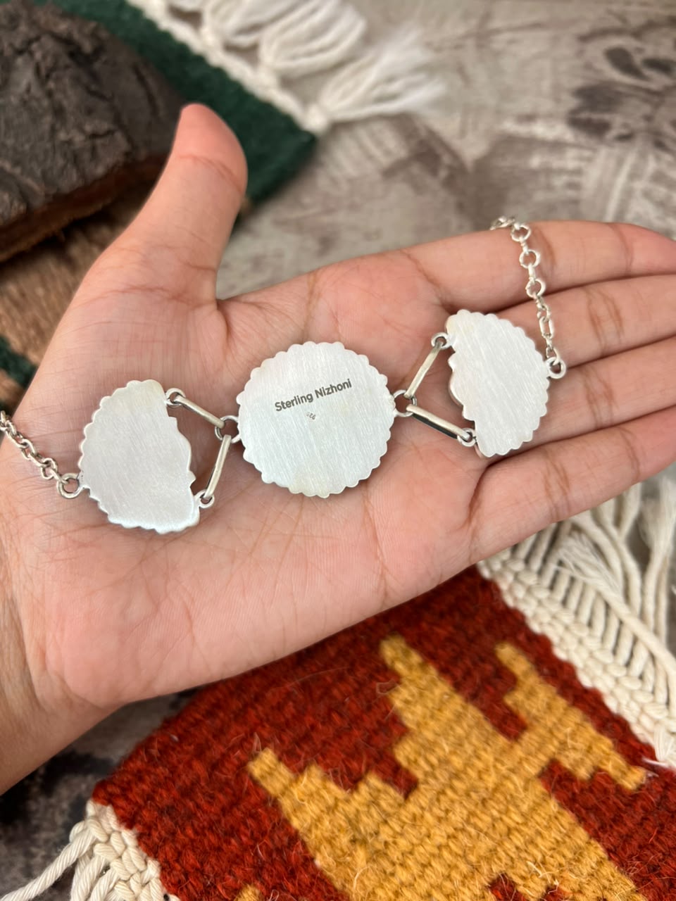 Handmade Sterling Silver Cotton Candy Choker Necklace Signed Nizhoni