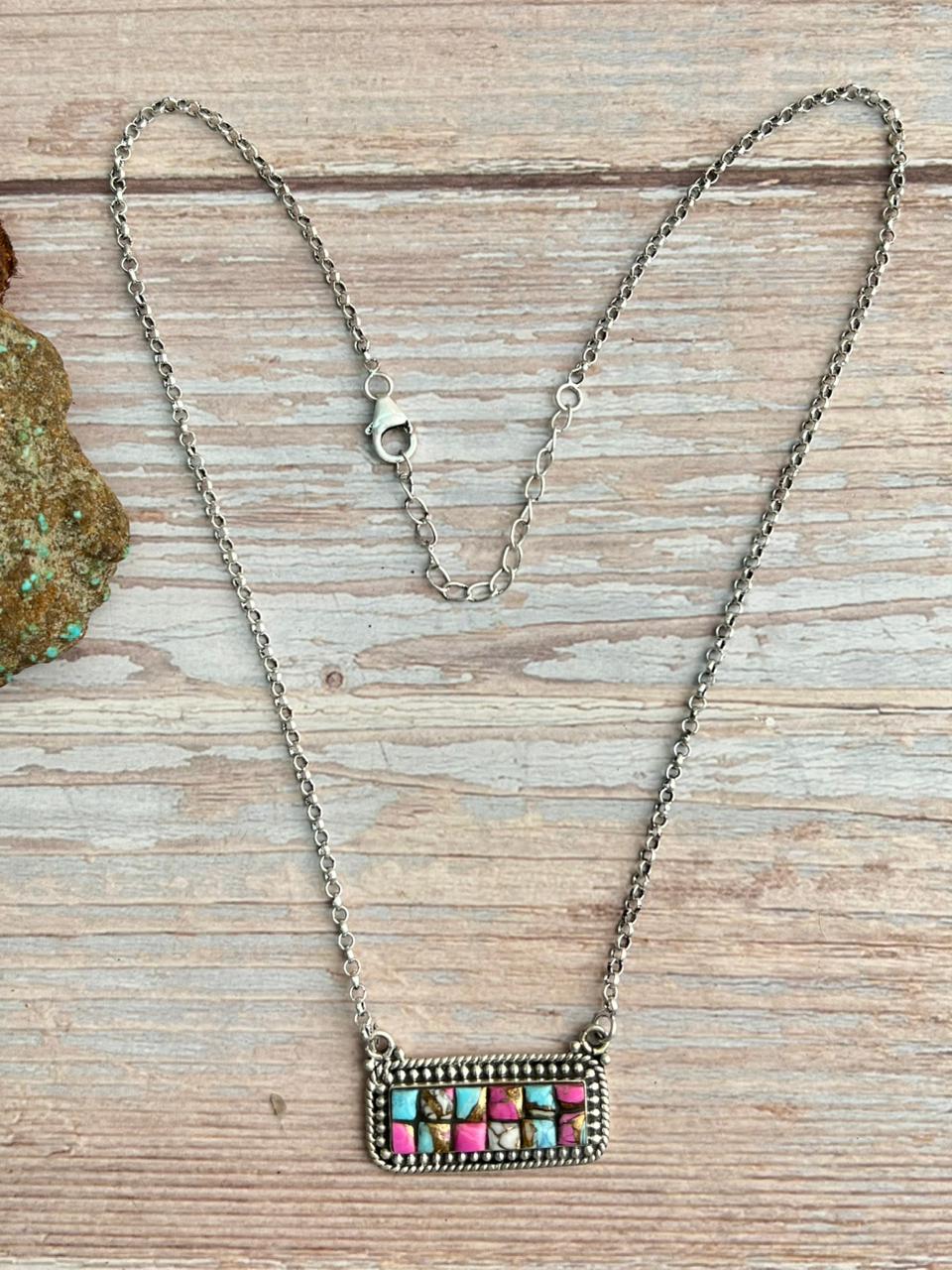 Handmade Sterling Silver Cotton Candy Necklace "Signed Nizhoni"