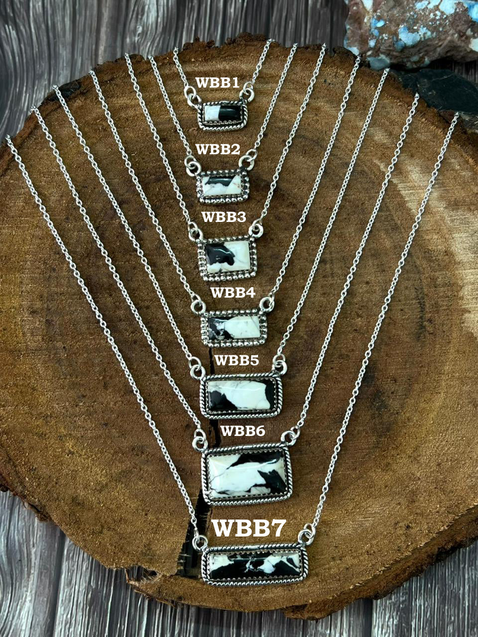 Handmade Sterling Silver White Buffalo Bar Necklace "Signed Nizhoni"