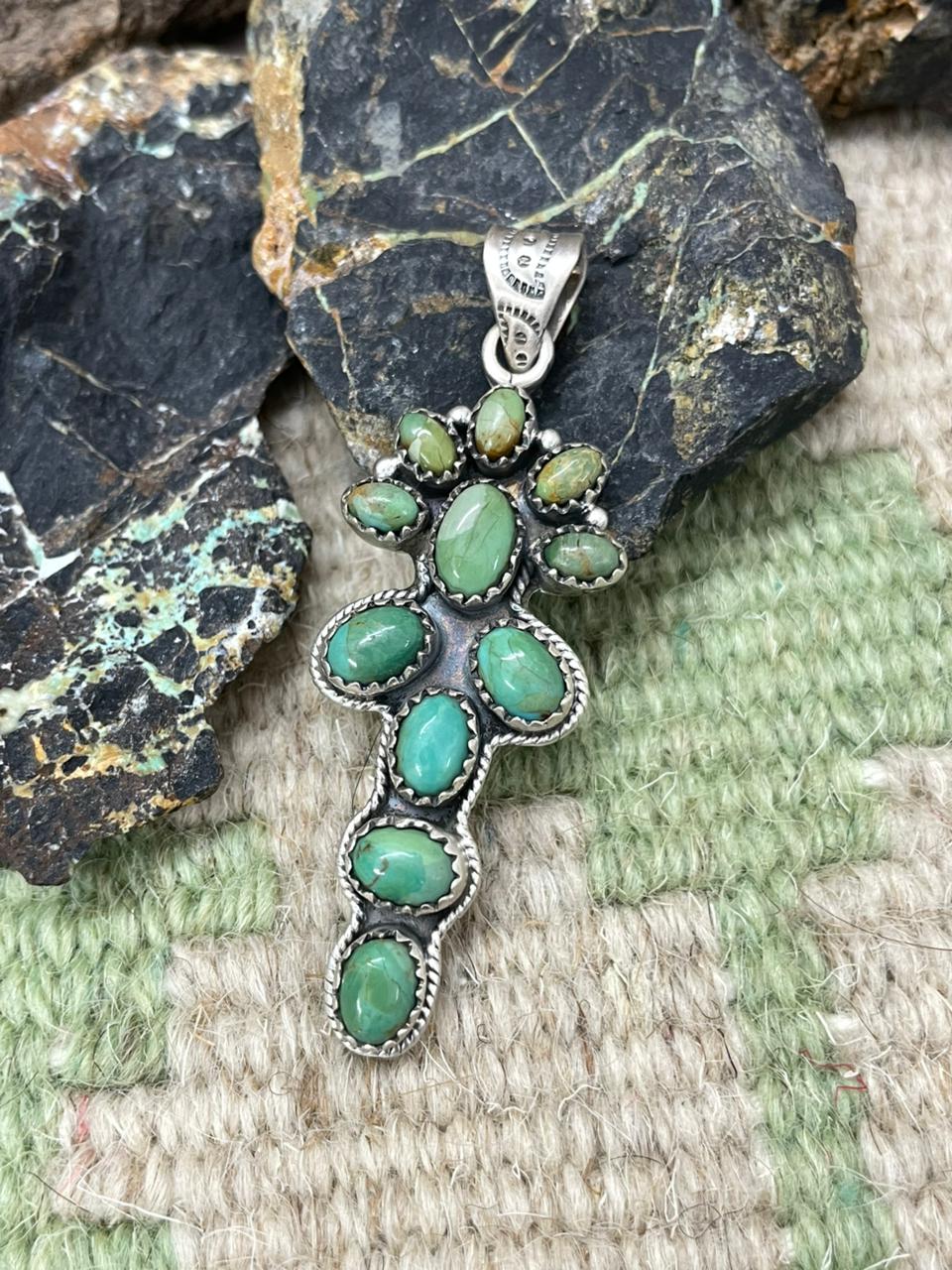 Handmade Sterling Silver Kingman Turquoise Pendant "Signed Nizhoni"