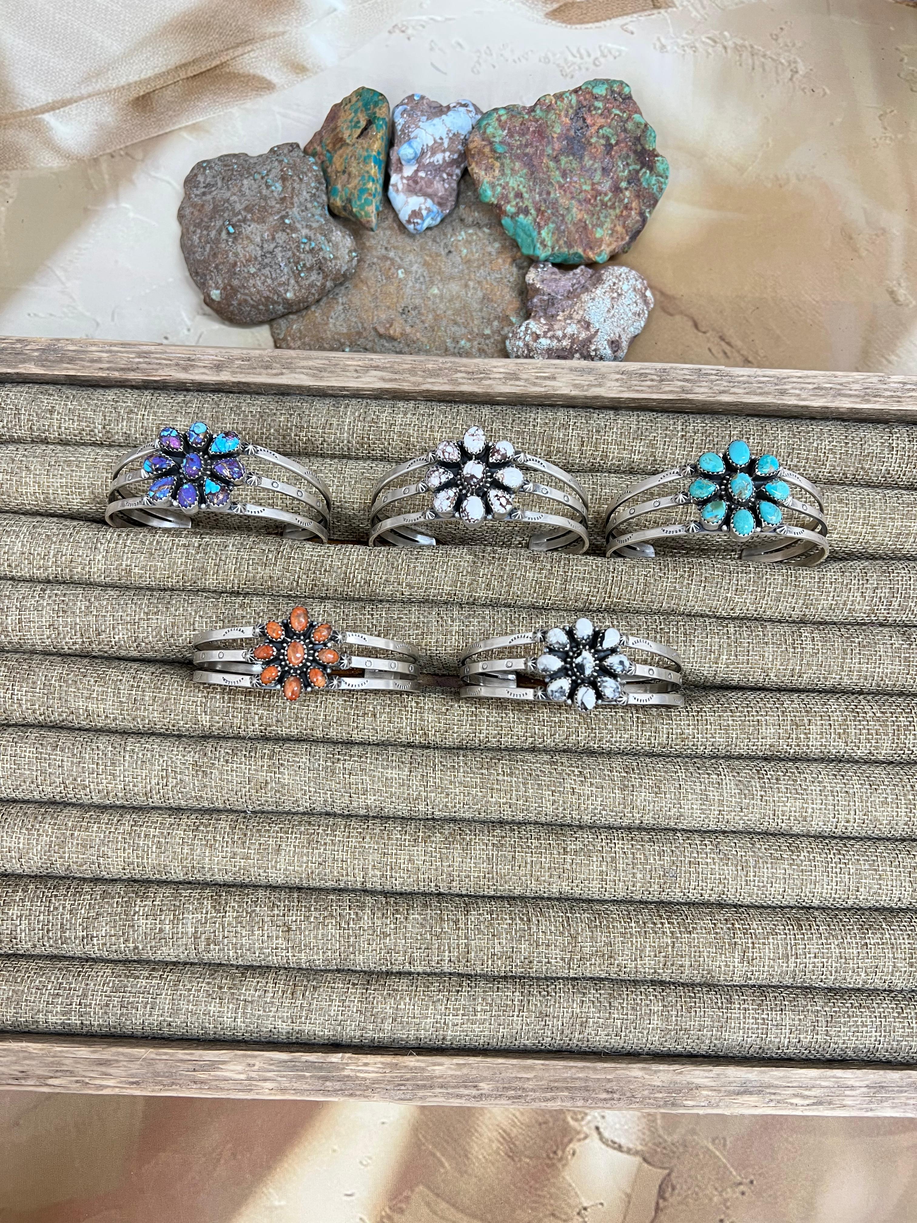 Handmade Sterling Silver Multi Stones Bracelet with Signed Nizhoni (5)