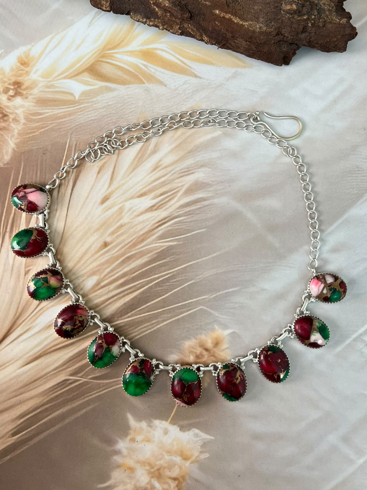 Handmade Sterling Silver Christmas Dahlia Collection: Necklace Signed Nizhoni