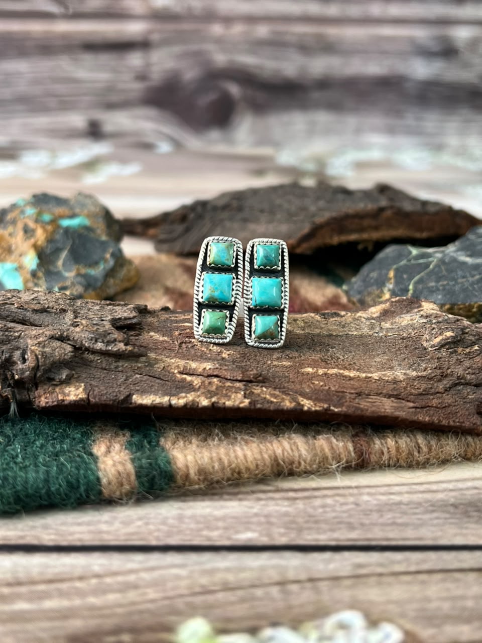 Handmade Sterling Silver Kingman Turquoise Adjustable Ring Signed Nizhoni