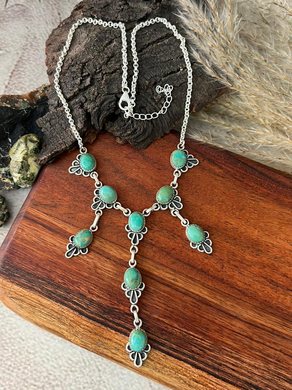 Handmade Sterling Silver Kingman Turquoise Necklace "Signed Nizhoni"