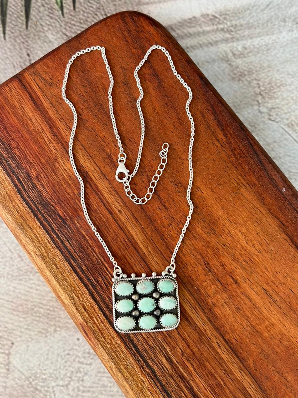 Handmade Sterling Silver Paloma Turquoise Necklace "Signed Nizhoni"