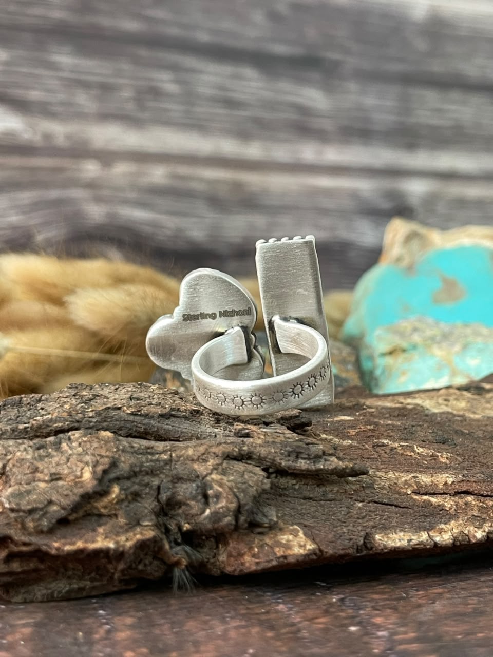 Handmade Sterling Silver Cotton Candy Cobble Stone Adjustable Ring Signed Nizhoni