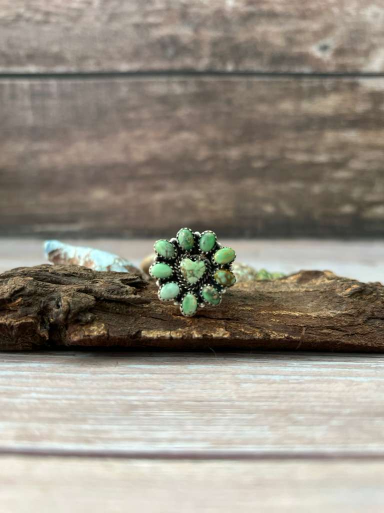 Handmade Sterling Silver Variscite Adjustable Ring Signed Nizhoni