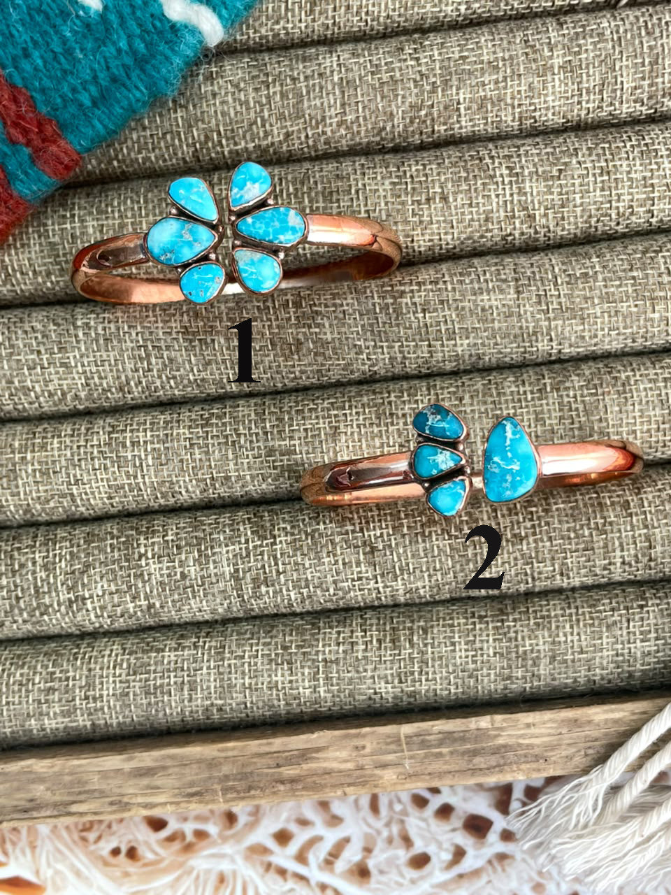 Handmade White Water Turquoise Copper Collection: Cuff Bracelet Signed Nizhoni