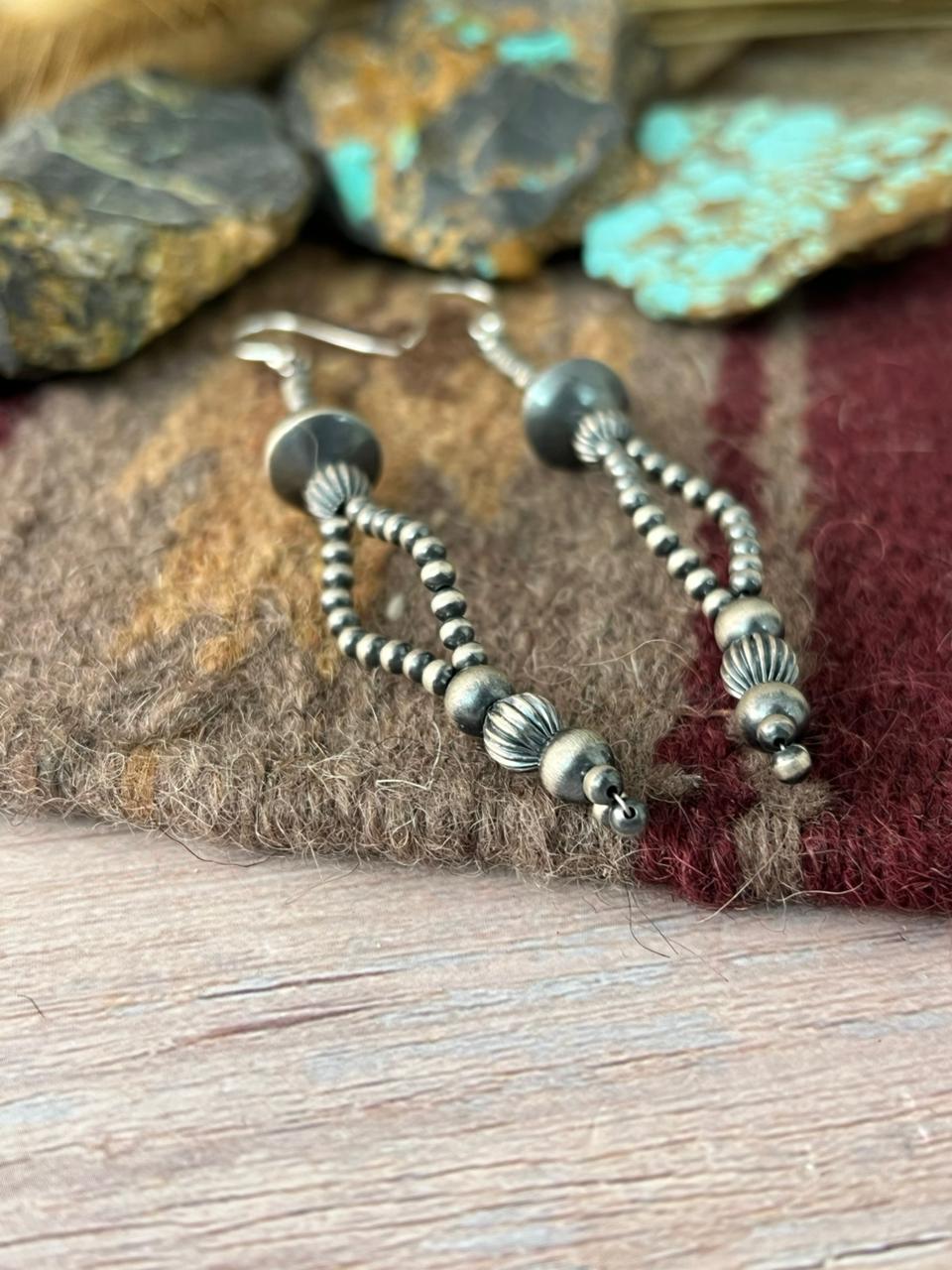 Handmade Sterling Silver Beaded Hook Earrings