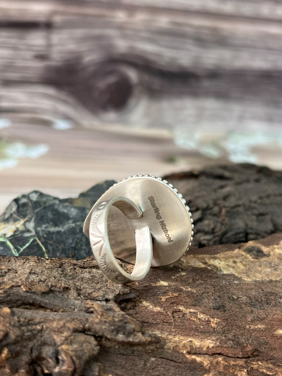 Handmade Sterling Silver Gem Silica Collection: Adjustable Ring Signed Nizhoni