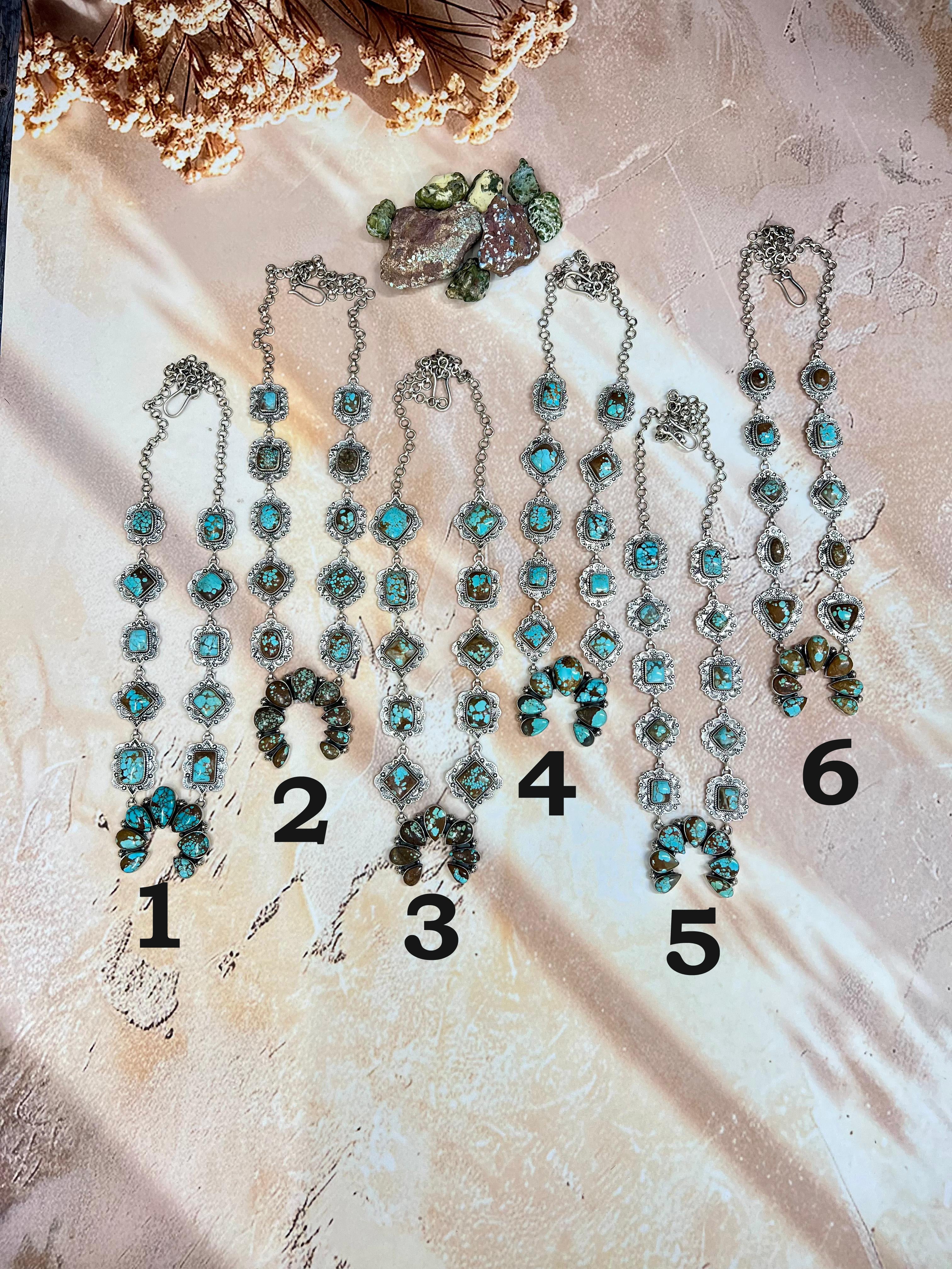 Handmade Sterling Silver Number 8 Turquoise Naja Necklace Signed Nizhoni