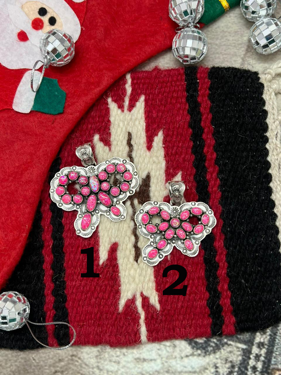 "Christmas Collection" Handmade Sterling Silver Hot Pink Pendant "Signed Nizhoni"