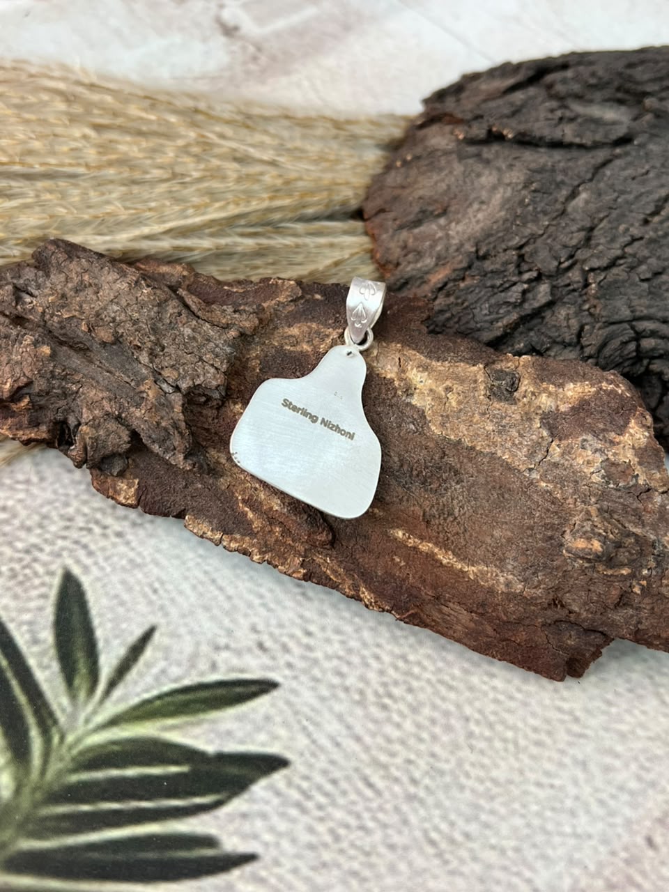 Handmade Sterling Silver Kingman Turquoise Pendant Signed Nizhoni