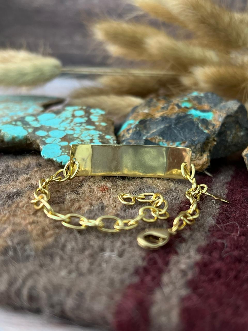 “The Golden Collection” Handmade Natural Gold-Plated Golden Hills Turquoise Bracelet