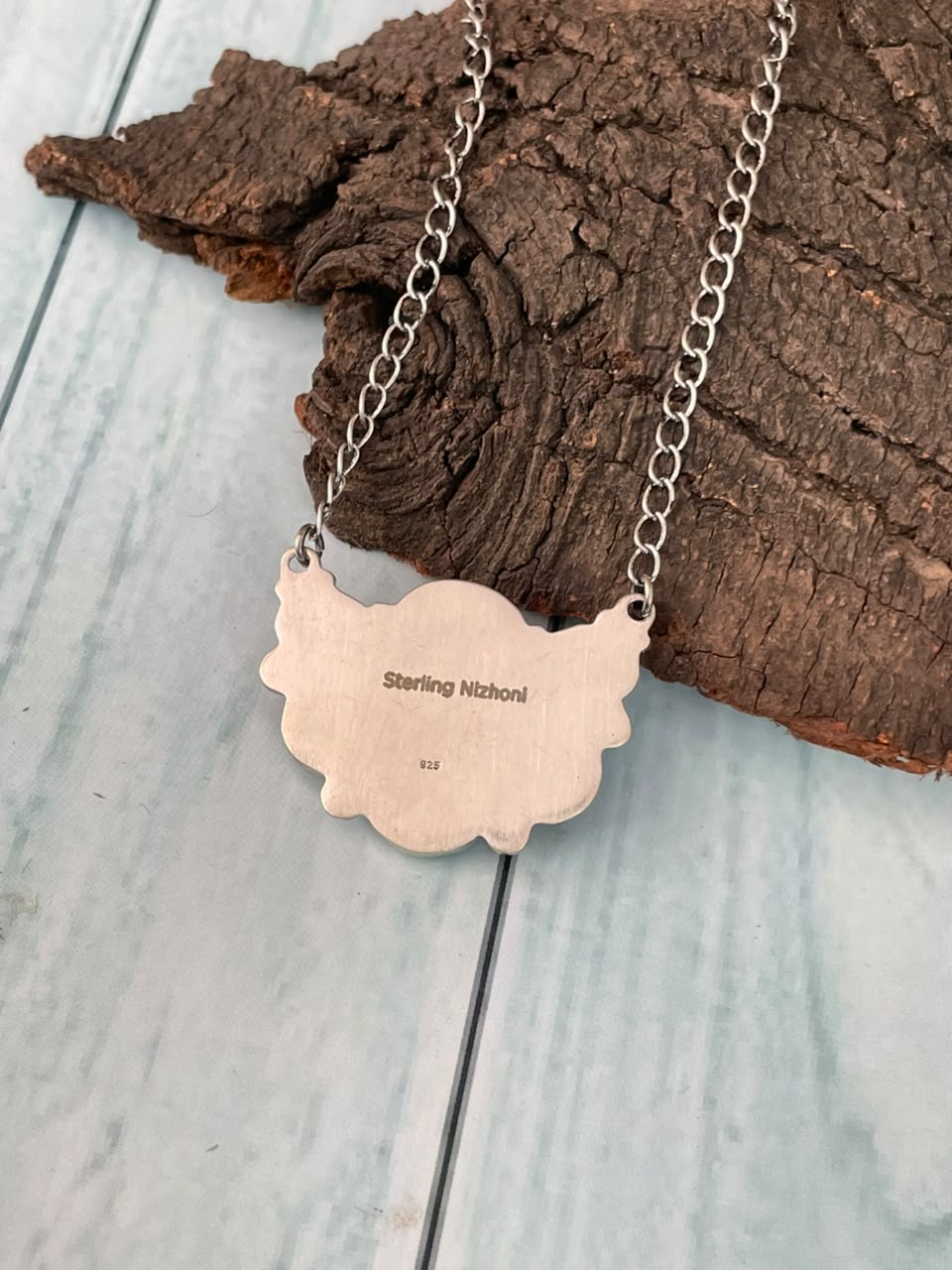 Handmade Sterling Silver Egyptian Turquoise Collection: Necklace Signed Nizhoni