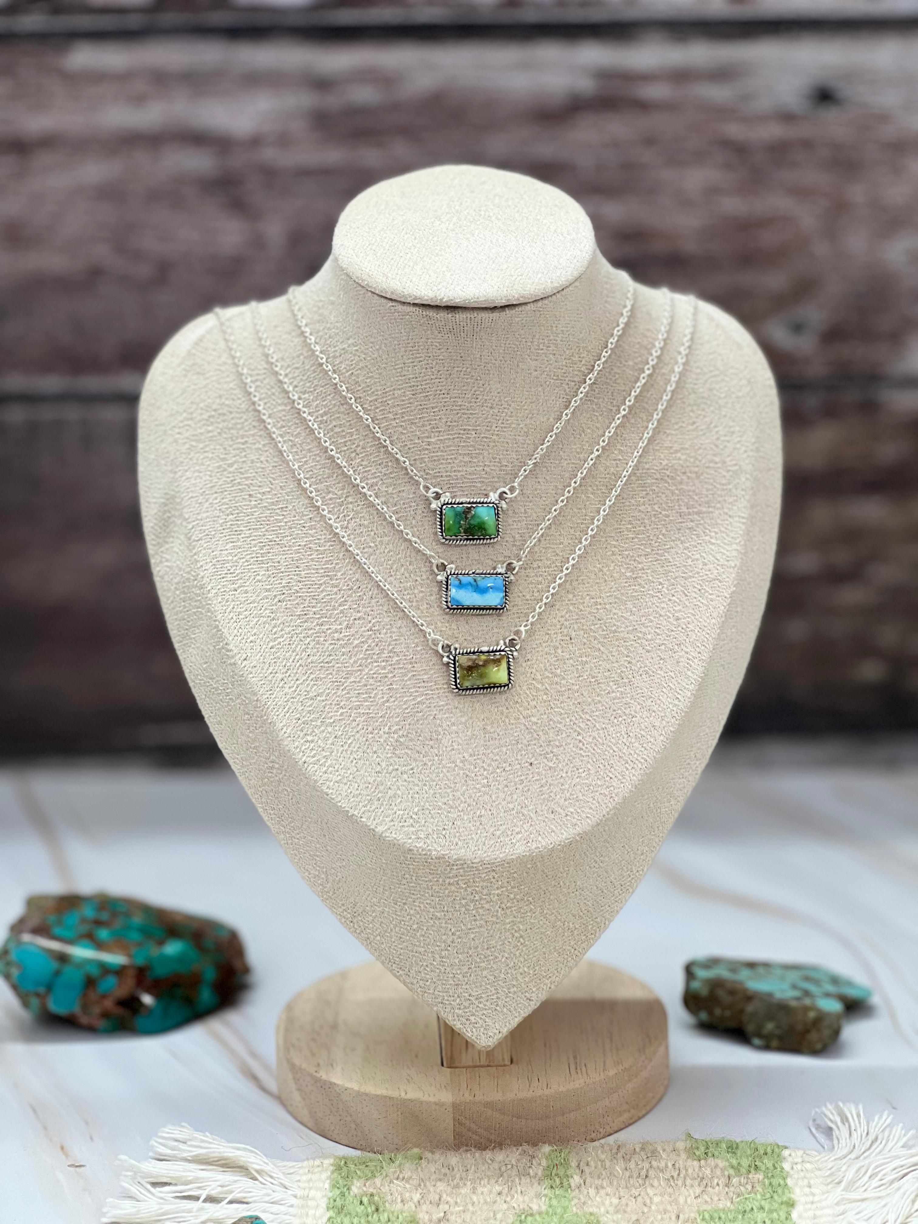 Handmade Sterling Silver Multi Stone Necklace with Signed Nizhoni