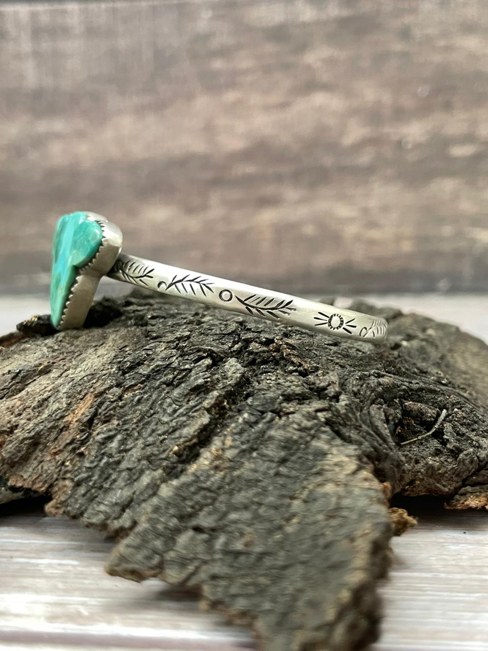 Handmade Sterling Silver Kingman Turquoise Cuff Bracelet "Signed Nizhoni"