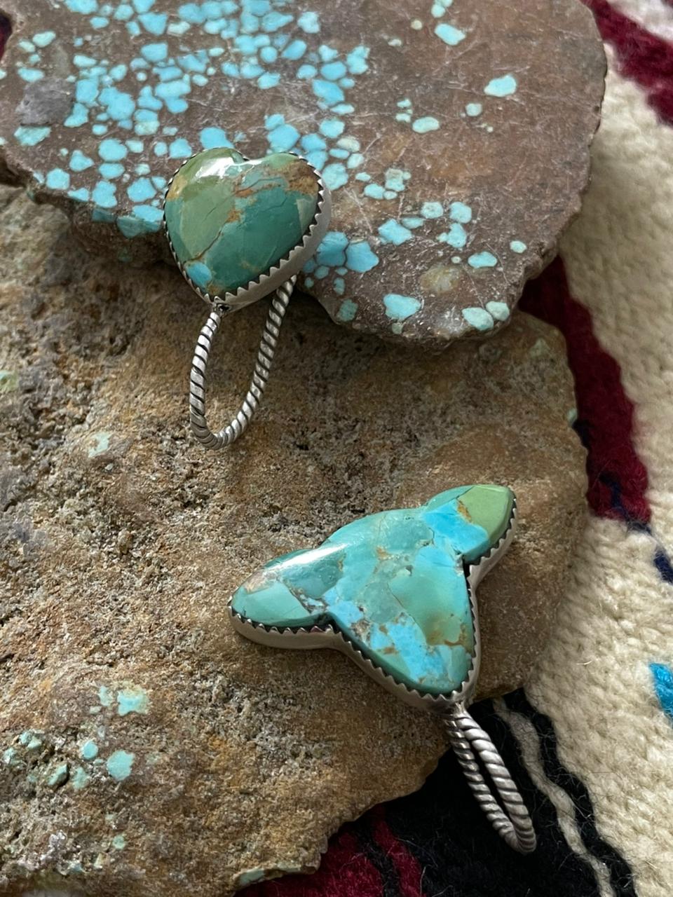 Handmade Sterling Silver Kingman Turquoise Hat Pins "Signed Nizhoni"