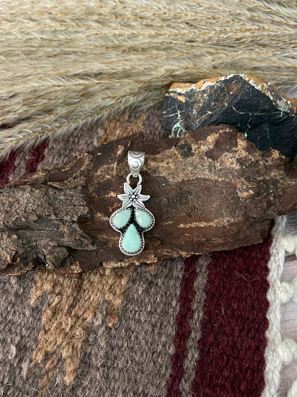 Handmade Sterling Silver Palomino Turquoise Pendant "Signed Nizhoni"