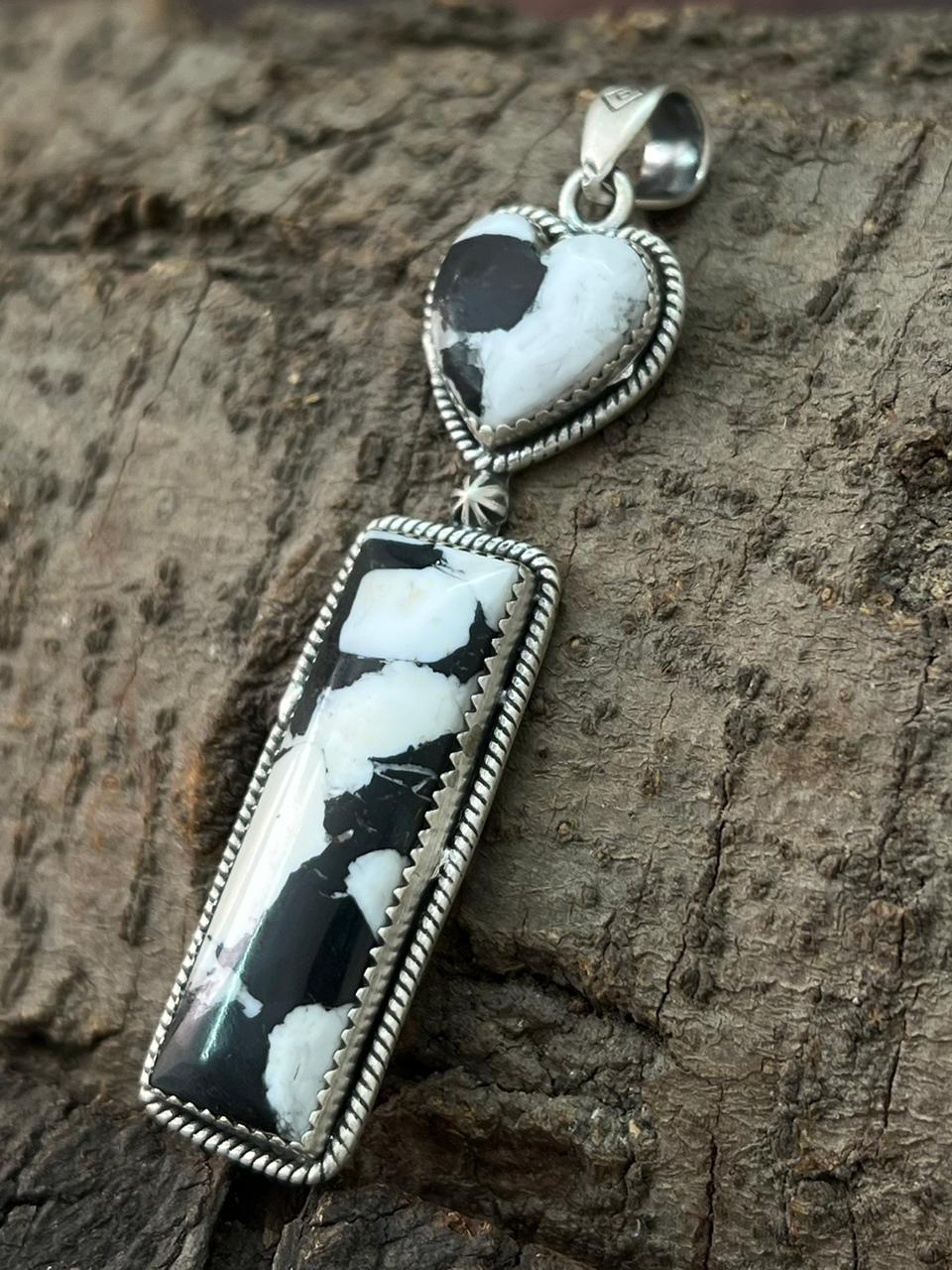 Handmade Sterling Silver White Buffalo Pendant "Signed Nizhoni"