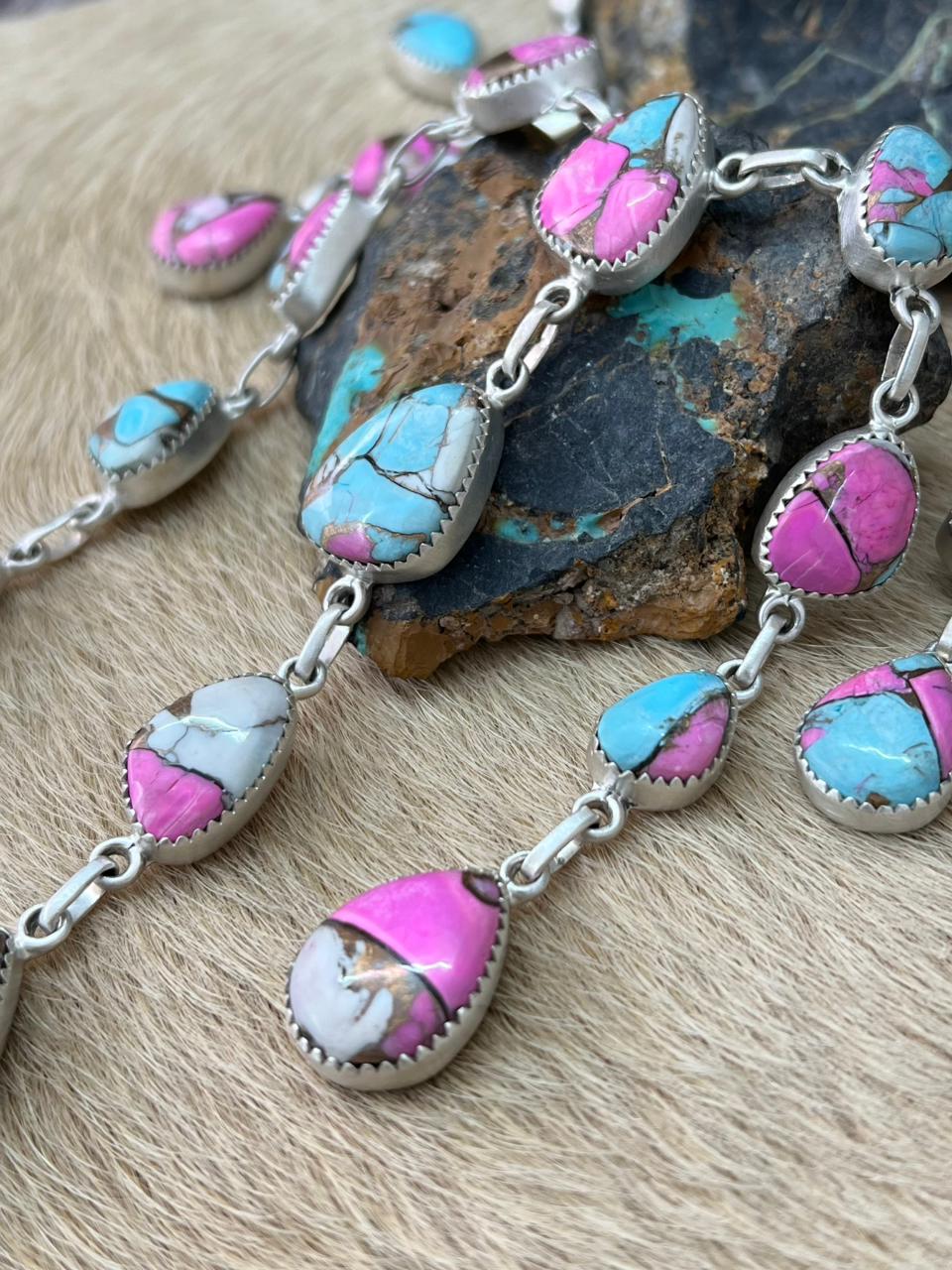 Handmade Sterling Silver Cotton Candy Necklace "Signed Nizhoni"