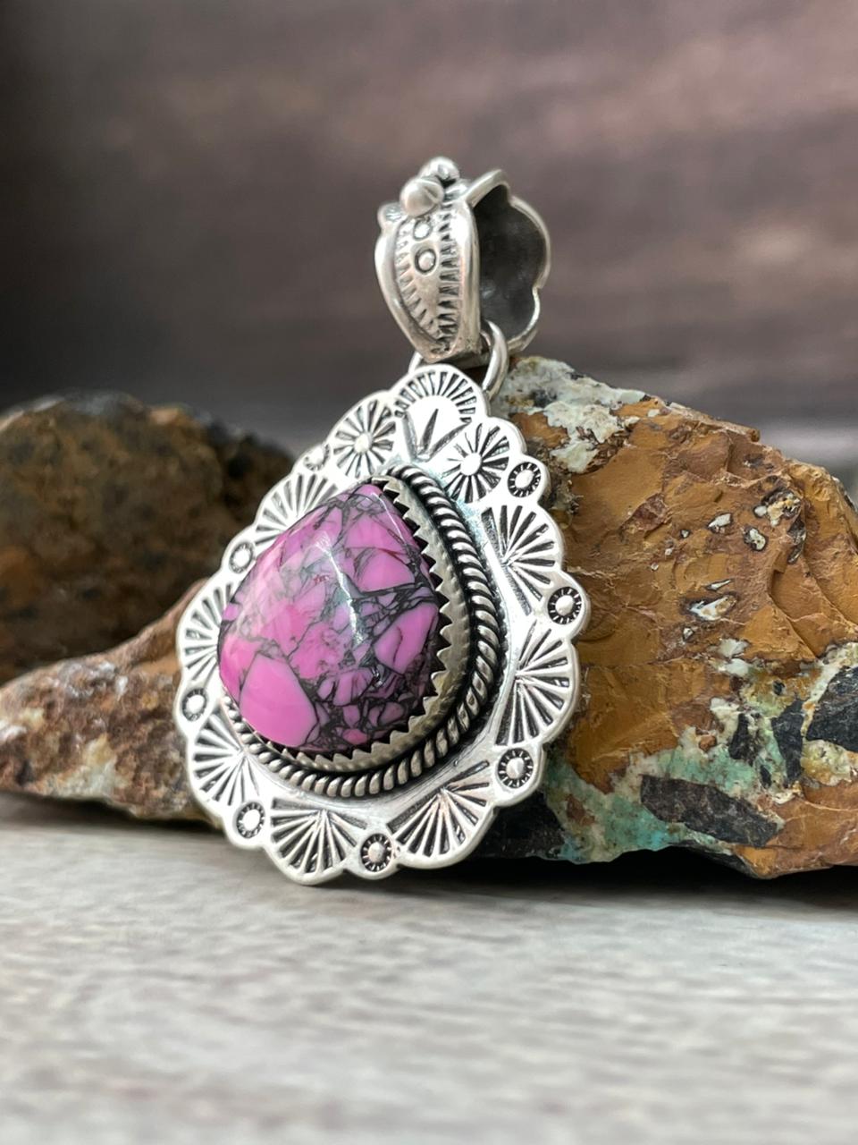 Handmade Sterling Silver Cherry Blossom Pendant "Signed Nizhoni"