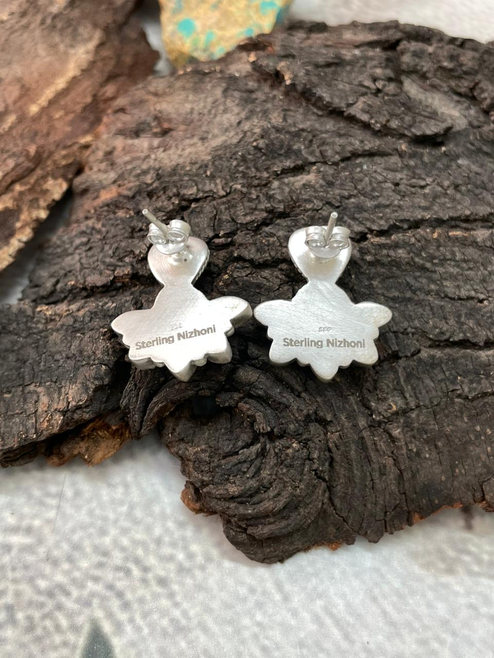 Handmade Sterling Silver Cotton Candy Post Earrings "Signed Nizhoni"