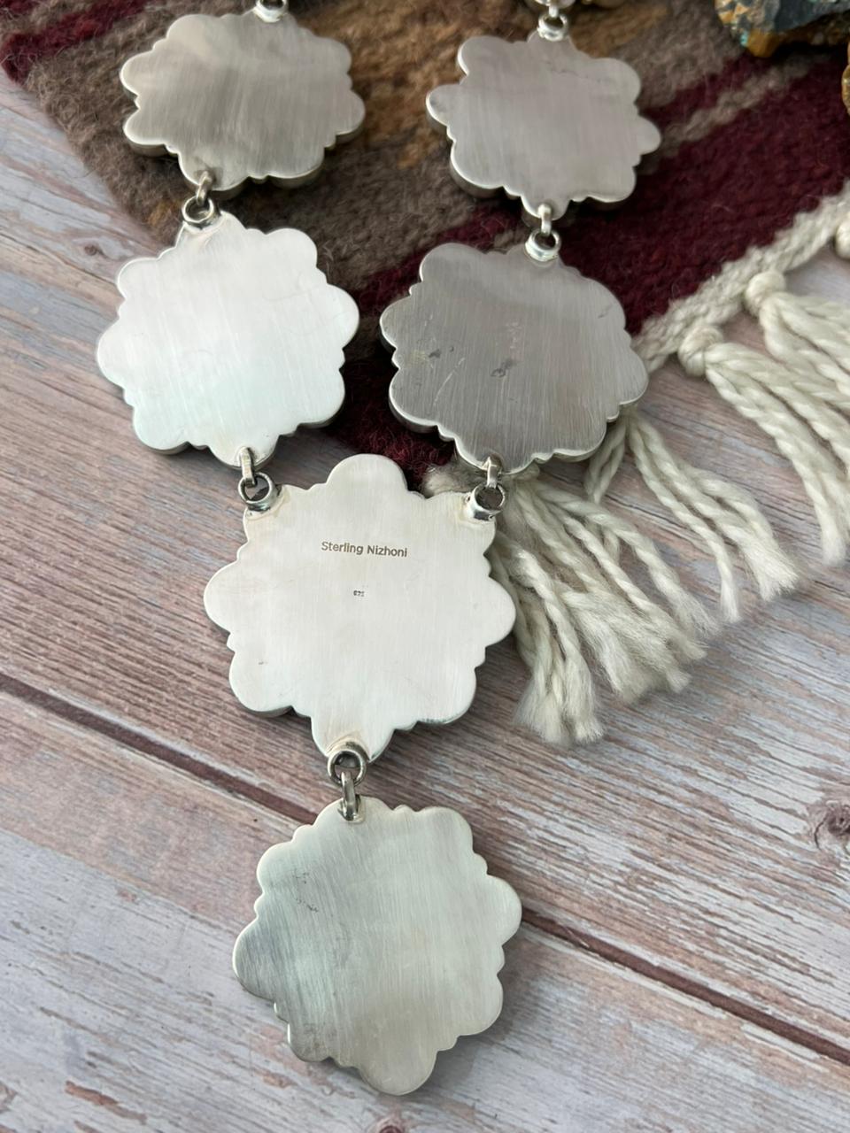 Handmade Sterling Silver Number 8 Turquoise Necklace "Signed Nizhoni"