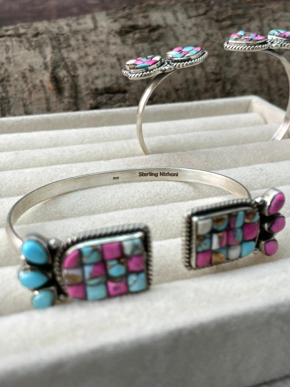 Handmade Sterling Silver Cotton Candy Cuff Bracelet "Signed Nizhoni"