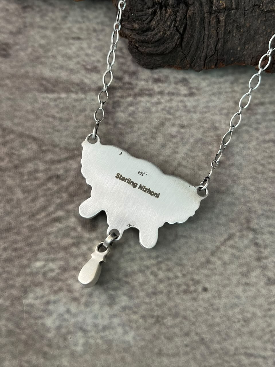 Handmade Sterling Silver Kingman Turquoise Necklace Signed Nizhoni
